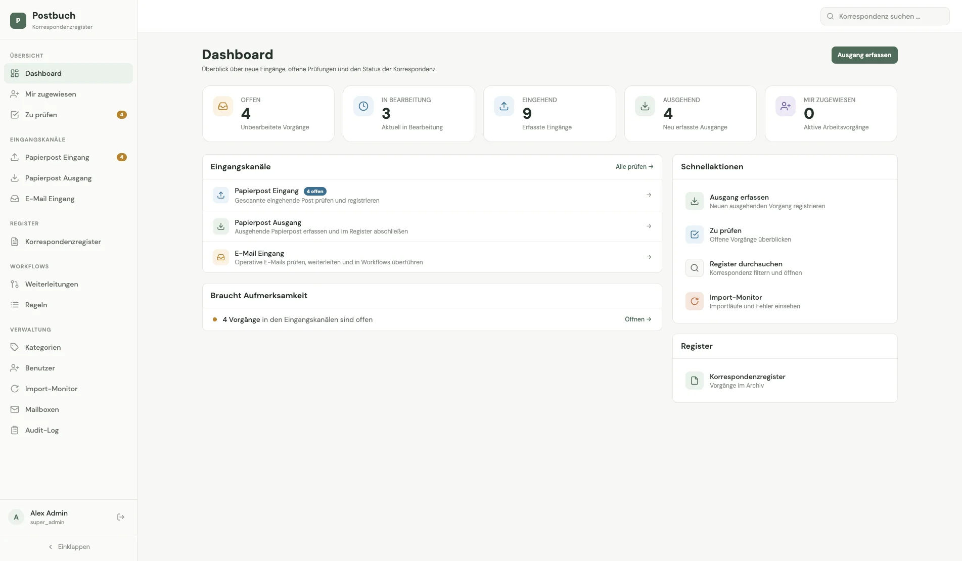 Postbuch — Correspondence Register